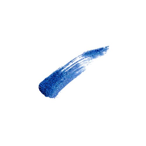 A shimmering, metallic swatch of vibrant color on a white background. All Night Long is a rich dark vivid blue.